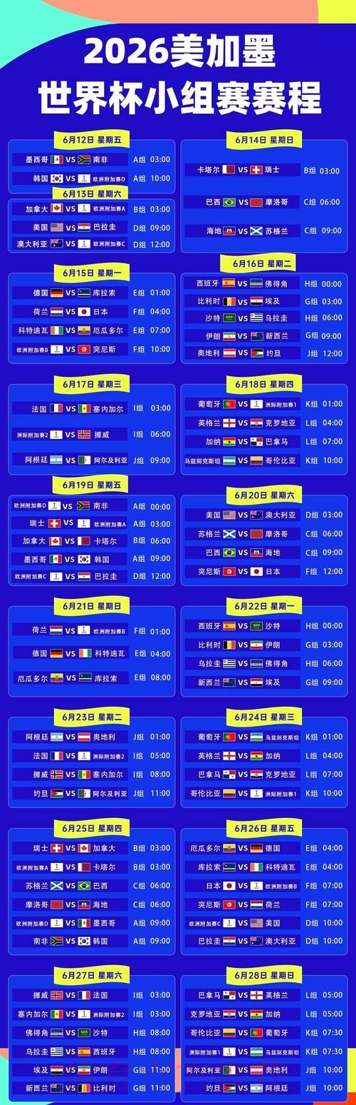 2026美加墨世界杯比赛时间 2026美加墨世界杯比赛时间